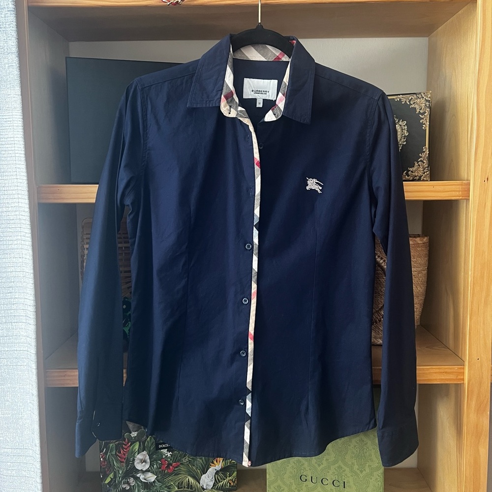 Burberry Navy Button Down Shirt Medium